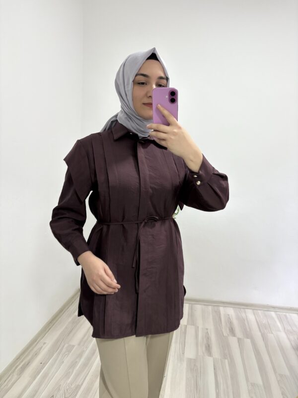 Modal Gabardin Tesettür Biyeli Düğmeli Gömlek Tunik